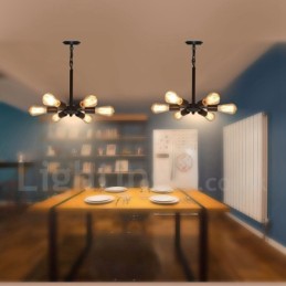 6 Light Rustic Retro Vintage Black Pendant Light Design