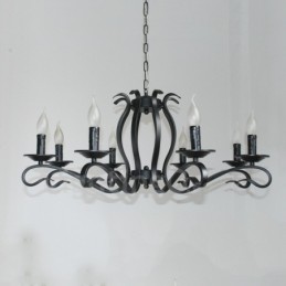 8 Light Rustic Retro Vintage Black Pendant Candle Chandelier