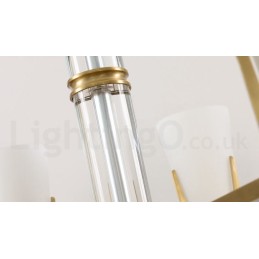 Retro Vintage Brass Crystals Pendant Candle Chandelier with Glass Shades