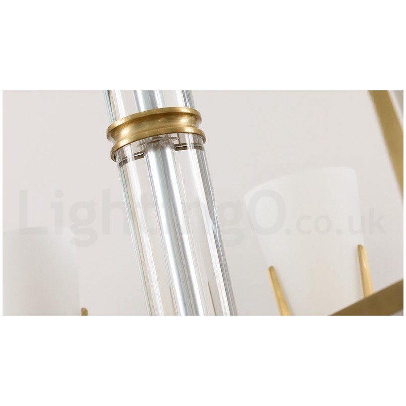 Retro Vintage Brass Crystals Pendant Candle Chandelier with Glass Shades