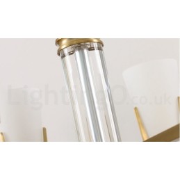 Retro Vintage Brass Crystals Pendant Candle Chandelier with Glass Shades