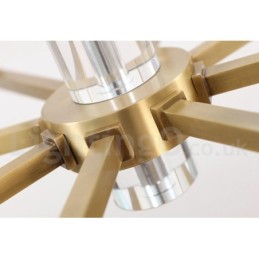 Retro Vintage Brass Crystals Pendant Candle Chandelier with Glass Shades