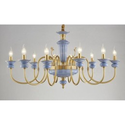 Retro Vintage Brass Ceramics Pendant Candle Chandelier