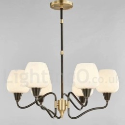 Retro Vintage Brass Pendant Candle Chandelier with Glass Shades