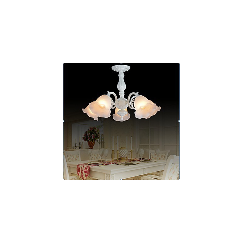 Flush Mount Five Lights White European Retro Classic