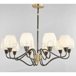 Retro Vintage Brass Pendant Candle Chandelier with Glass Shades