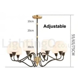 Retro Vintage Brass Pendant Candle Chandelier with Glass Shades