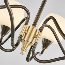 Retro Vintage Brass Pendant Candle Chandelier with Glass Shades