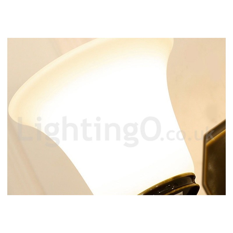 Pure Brass Luxurious Rustic Retro Vintage Brass Stone Pendant Candle Chandelier with Glass Shades