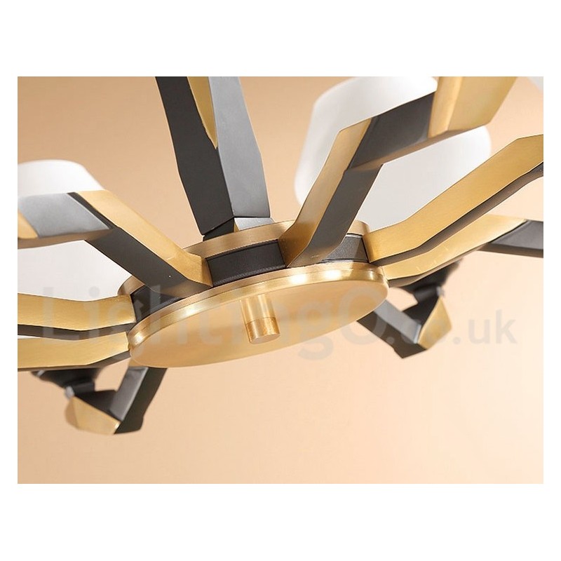 Pure Brass Luxurious Rustic Retro Vintage Brass Pendant Candle Chandelier with Glass Shades