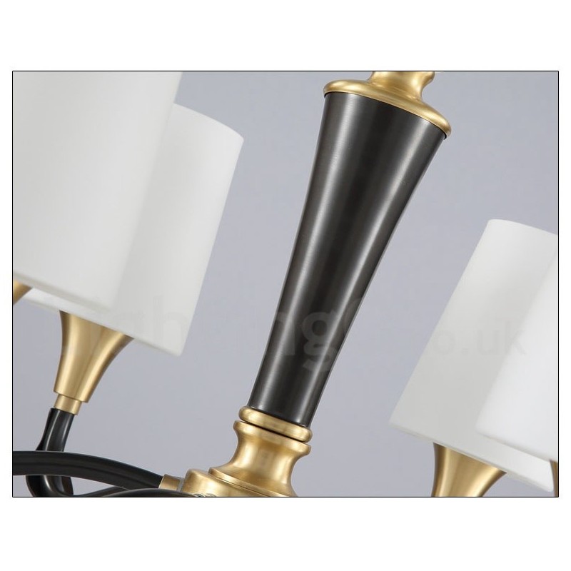 Pure Brass Luxurious Rustic Retro Vintage Brass Stone Pendant Candle Chandelier with Glass Shades