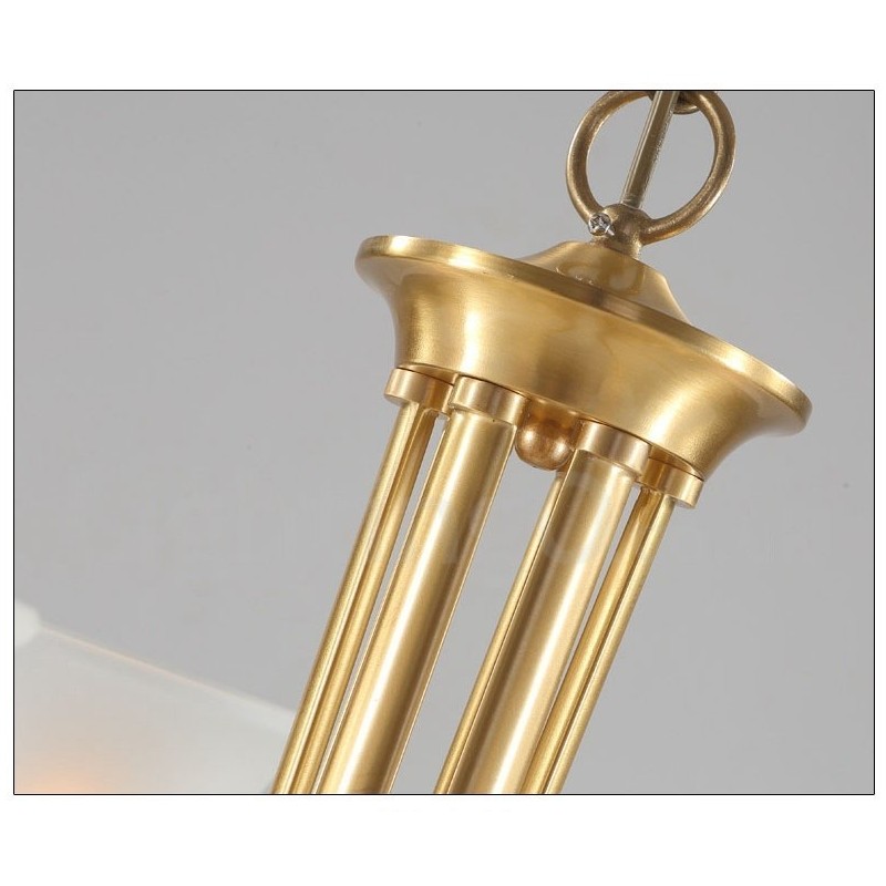 Pure Brass Luxurious Rustic Retro Vintage Brass Pendant Candle Chandelier with Glass Shades