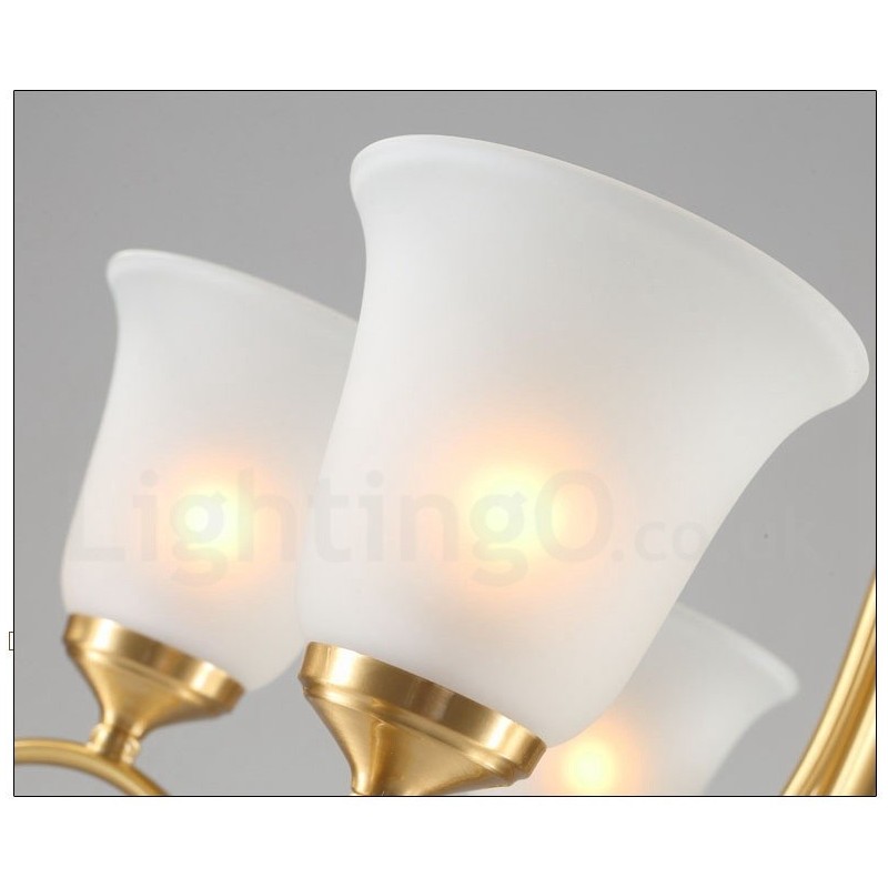 Pure Brass Luxurious Rustic Retro Vintage Brass Pendant Candle Chandelier with Glass Shades