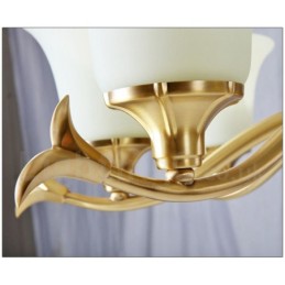 Pure Brass Luxurious Rustic Retro Vintage Brass Stone Pendant Candle Chandelier with Glass Shades