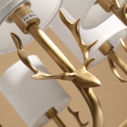 Pure Brass Luxurious Rustic Retro Vintage Brass Pendant Candle Chandelier with Fabric Shades