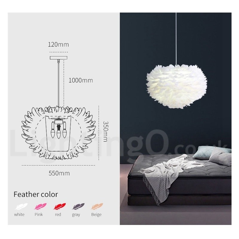 Multi Colours Feather Chandelier Modern Contemporary Pendant Light