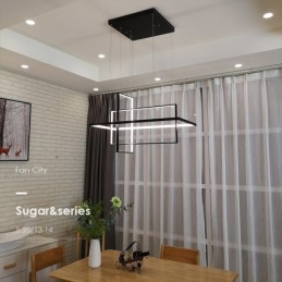 Dimmable Linear Pendant Light with Remote Control Ambient Light Painted Finishes Aluminum Modern Design