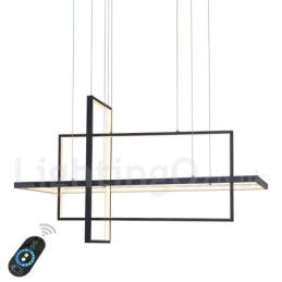 Dimmable Linear Pendant Light with Remote Control Ambient Light Painted Finishes Aluminum Modern Design