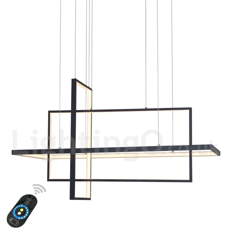 Dimmable Linear Pendant Light with Remote Control Ambient Light Painted Finishes Aluminum Modern Design