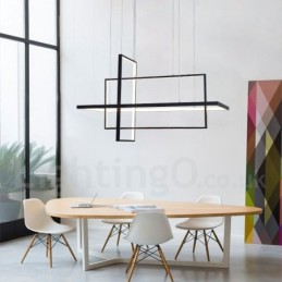 Dimmable Linear Pendant Light with Remote Control Ambient Light Painted Finishes Aluminum Modern Design
