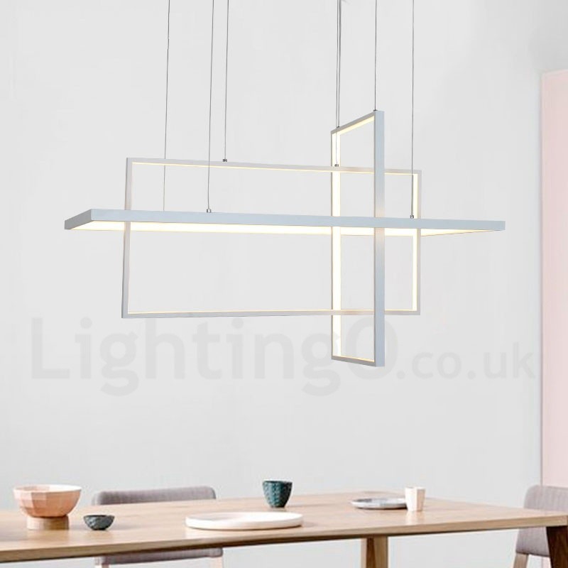 Dimmable Linear Pendant Light with Remote Control Ambient Light Painted Finishes Aluminum Modern Design