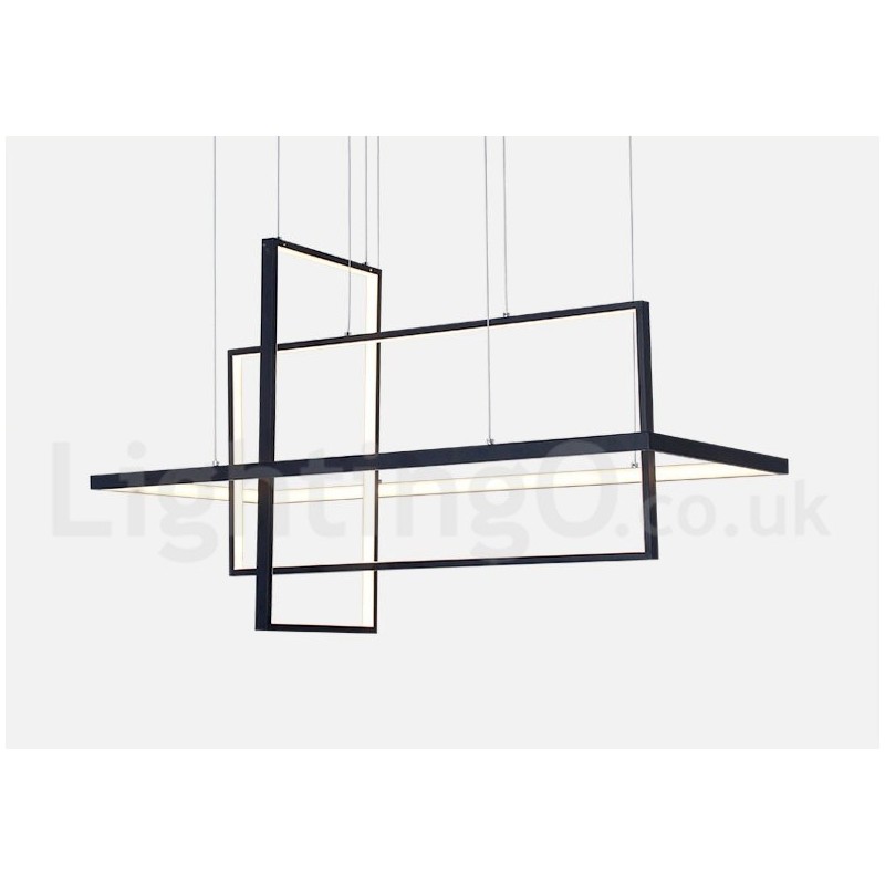Dimmable Linear Pendant Light with Remote Control Ambient Light Painted Finishes Aluminum Modern Design