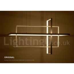 Dimmable Linear Pendant Light with Remote Control Ambient Light Painted Finishes Aluminum Modern Design