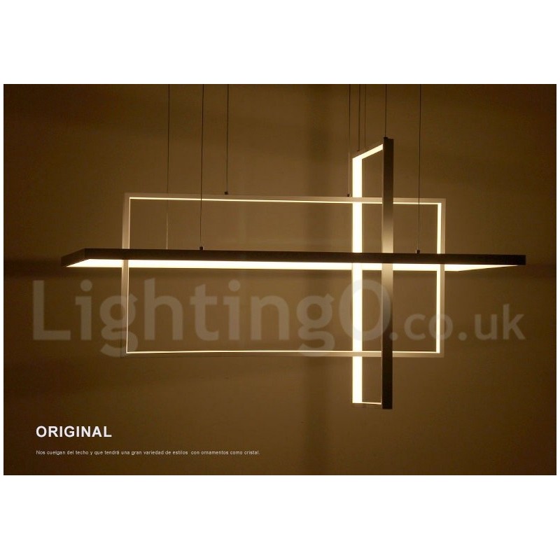Dimmable Linear Pendant Light with Remote Control Ambient Light Painted Finishes Aluminum Modern Design