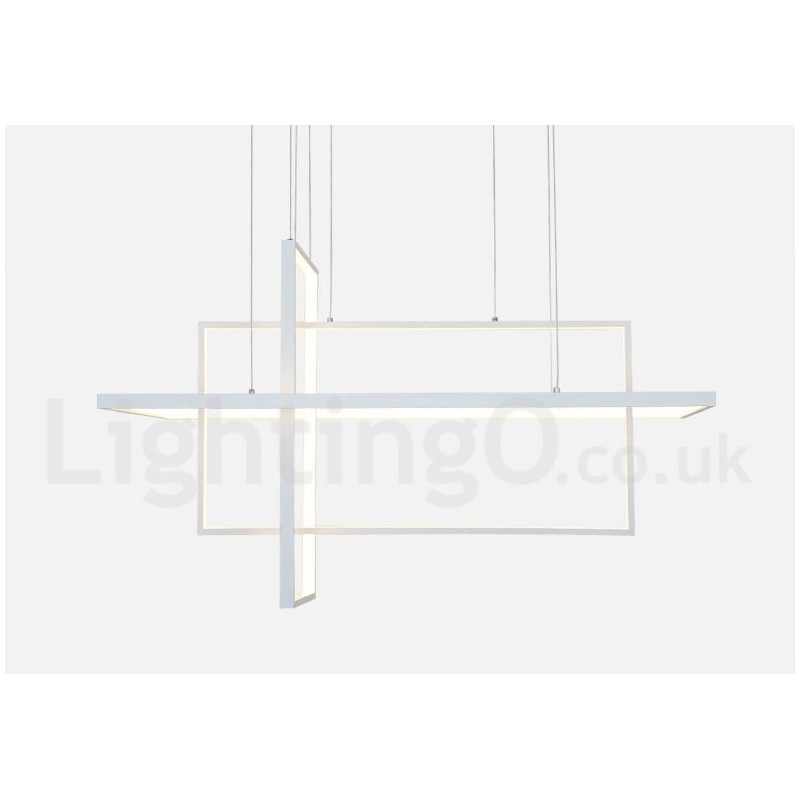 Dimmable Linear Pendant Light with Remote Control Ambient Light Painted Finishes Aluminum Modern Design