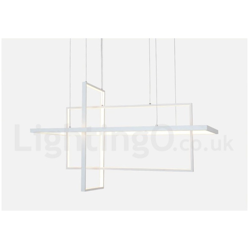 Dimmable Linear Pendant Light with Remote Control Ambient Light Painted Finishes Aluminum Modern Design