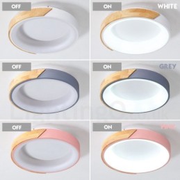 Dimmable Multi Colours Round Wood Ceiling Light with Acrylic Shade Ceiling Lamp Nordic Style