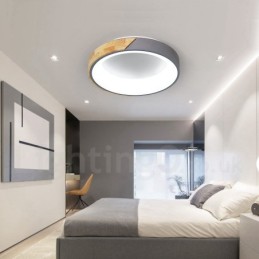 Dimmable Multi Colours Round Wood Ceiling Light with Acrylic Shade Ceiling Lamp Nordic Style