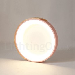 Dimmable Multi Colours Round Wood Ceiling Light with Acrylic Shade Ceiling Lamp Nordic Style