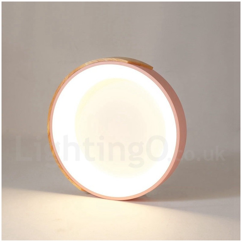 Dimmable Multi Colours Round Wood Ceiling Light with Acrylic Shade Ceiling Lamp Nordic Style