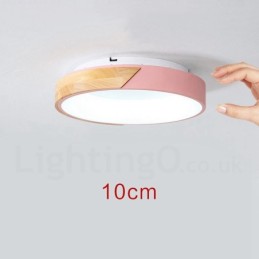 Dimmable Multi Colours Round Wood Ceiling Light with Acrylic Shade Ceiling Lamp Nordic Style