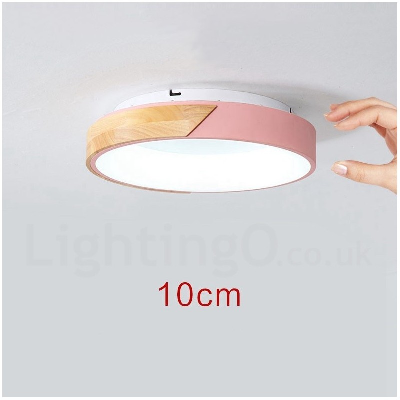 Dimmable Multi Colours Round Wood Ceiling Light with Acrylic Shade Ceiling Lamp Nordic Style