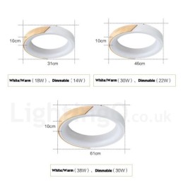 Dimmable Multi Colours Round Wood Ceiling Light with Acrylic Shade Ceiling Lamp Nordic Style