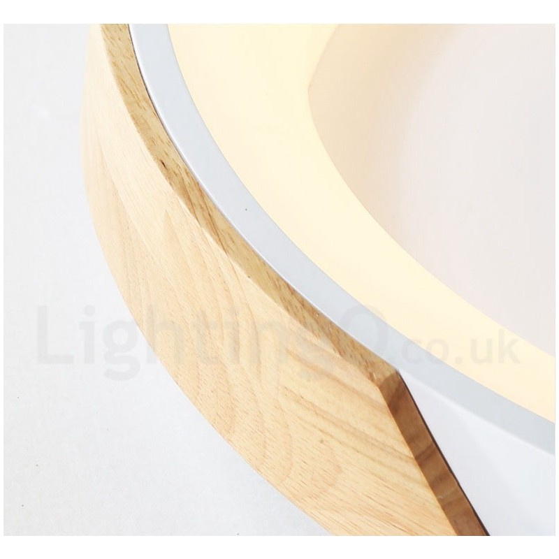 Dimmable Multi Colours Round Wood Ceiling Light with Acrylic Shade Ceiling Lamp Nordic Style