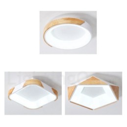 Dimmable Multi Colours Round Wood Ceiling Light with Acrylic Shade Ceiling Lamp Nordic Style