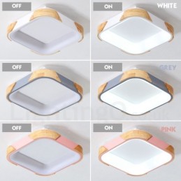 Dimmable Multi Colours Square Wood Ceiling Light with Acrylic Shade Ceiling Lamp Nordic Style