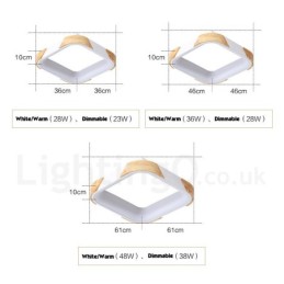 Dimmable Multi Colours Square Wood Ceiling Light with Acrylic Shade Ceiling Lamp Nordic Style