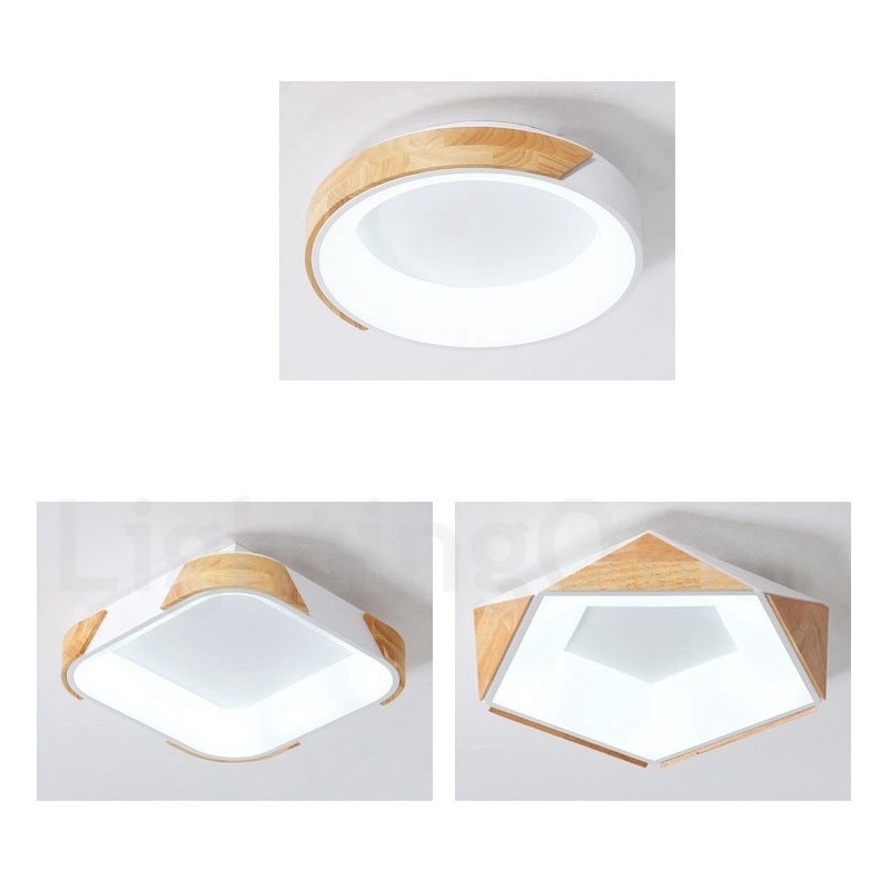 Dimmable Multi Colours Square Wood Ceiling Light with Acrylic Shade Ceiling Lamp Nordic Style