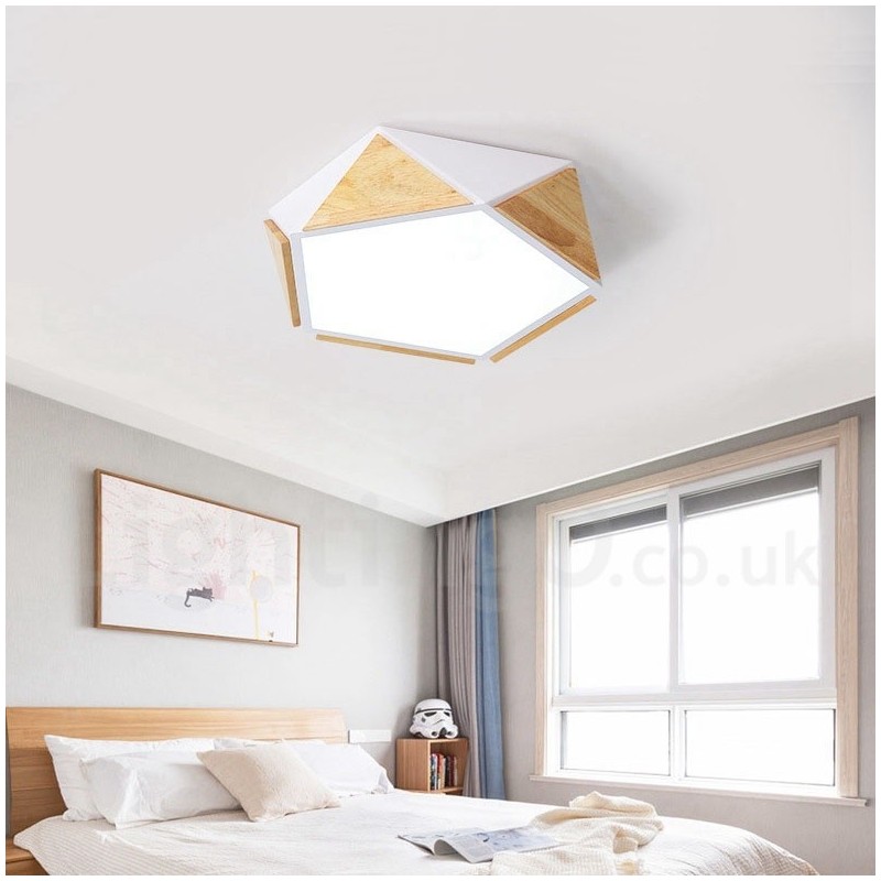 Dimmable Macaron Multi Colours Wood Ceiling Light with Acrylic Shade Ceiling Lamp Nordic Style