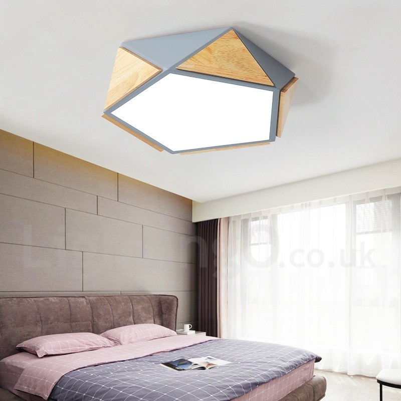 Dimmable Macaron Multi Colours Wood Ceiling Light with Acrylic Shade Ceiling Lamp Nordic Style