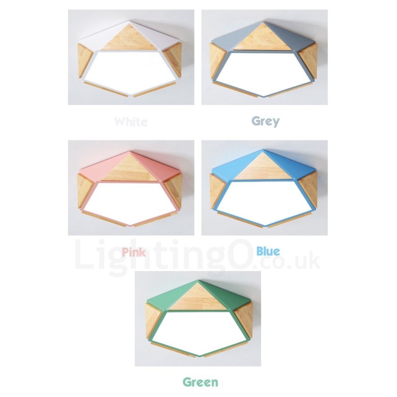 Dimmable Macaron Multi Colours Wood Ceiling Light with Acrylic Shade Ceiling Lamp Nordic Style