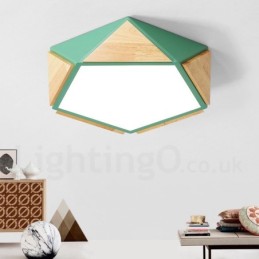 Dimmable Macaron Multi Colours Wood Ceiling Light with Acrylic Shade Ceiling Lamp Nordic Style