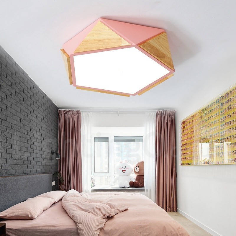 Dimmable Macaron Multi Colours Wood Ceiling Light with Acrylic Shade Ceiling Lamp Nordic Style