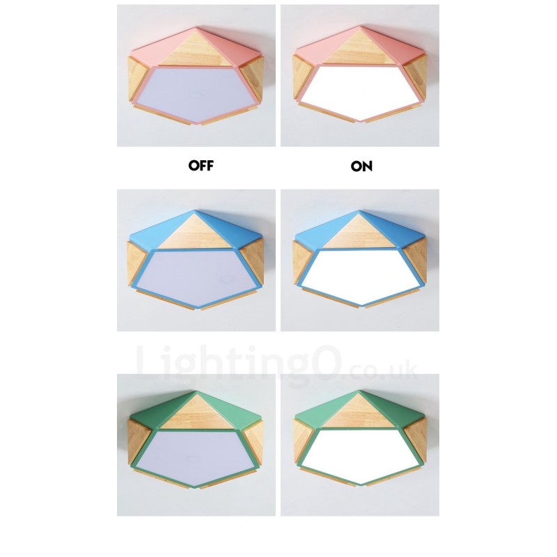 Dimmable Macaron Multi Colours Wood Ceiling Light with Acrylic Shade Ceiling Lamp Nordic Style