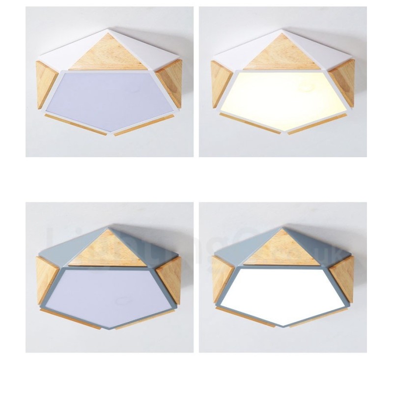 Dimmable Macaron Multi Colours Wood Ceiling Light with Acrylic Shade Ceiling Lamp Nordic Style