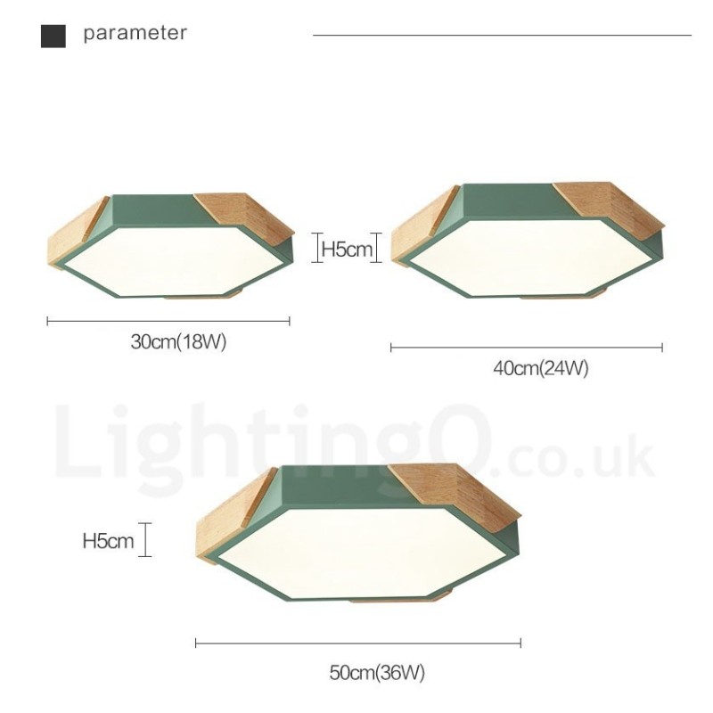 Dimmable Macaron Ultra thin Multi Colours Wood Ceiling Light with Acrylic Shade Ceiling Lamp Nordic Style